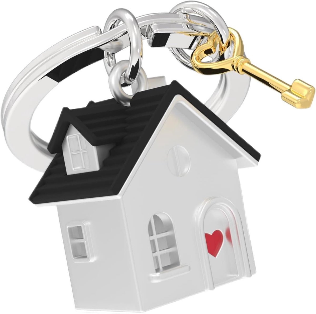 - Sleutelhanger Huis van Geluk - Sleutelhanger voor verhuizing - Cadeau voor dames en heren, Grijs, Eén maat, Modern