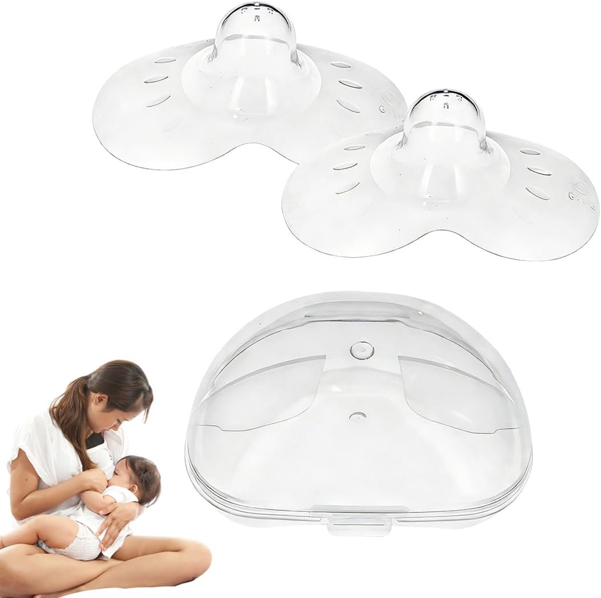Nipple protectors L - silicone - zacht en dun ontwerp - pijnverlichting tijdens het borstvoeden - SnelShoppen