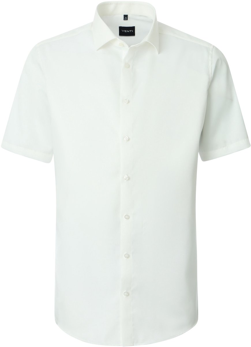 VENTI modern fit overhemd - korte mouw - twill - wit - Strijkvrij - Boordmaat: 43 (EU maat: XL)