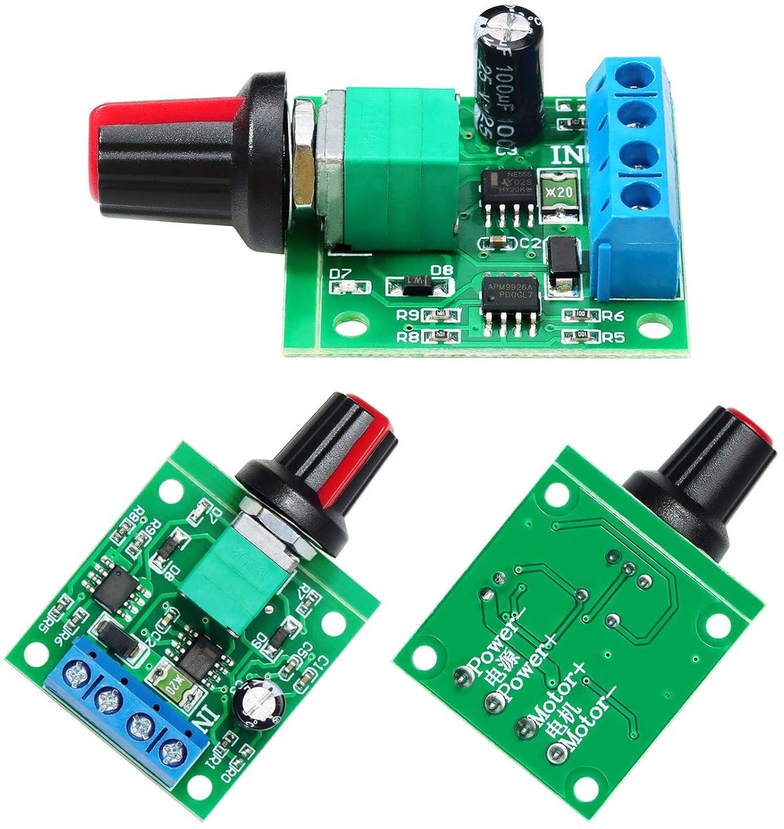 PWM motor snelheidregelaar 2A - instelbare snelheid - laagspanningsmodule - ideaal voor hobbyprojecten - SnelShoppen