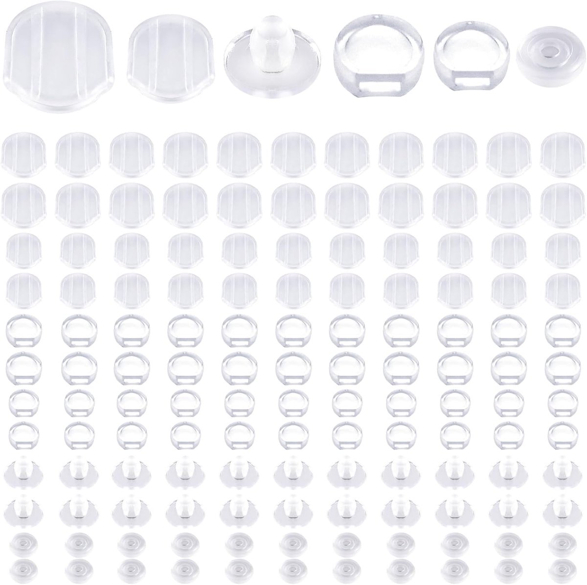Oorbellenclips 100pcs - Transparante silicone pads - 6 stijlen - Comfortabel en zacht voor langdurig gebruik - SnelShoppen