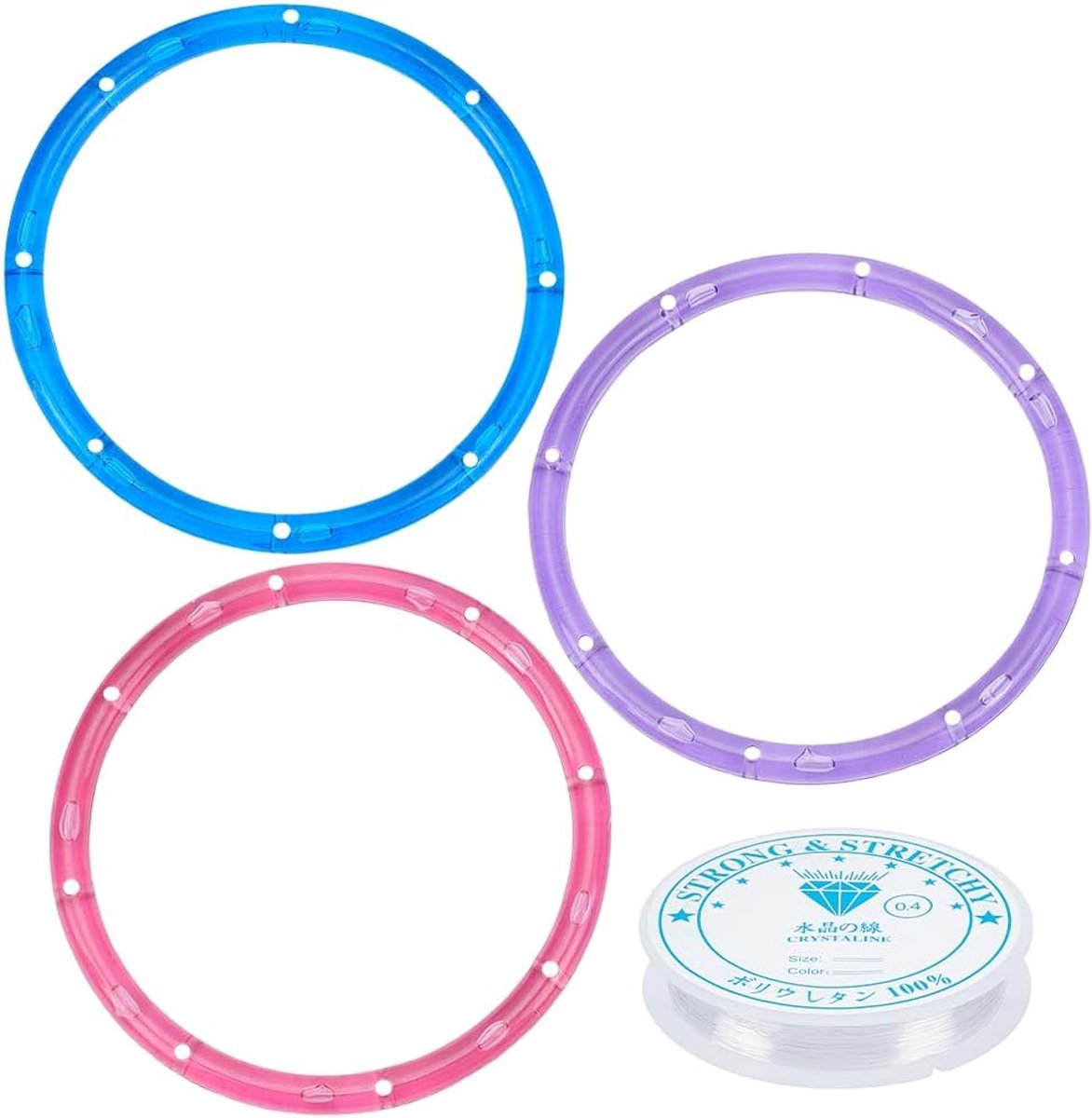 Windgong accessoires set - 3 stuks bovenring - acryl roze paars blauw - maak je eigen zonnevangers - SnelShoppen