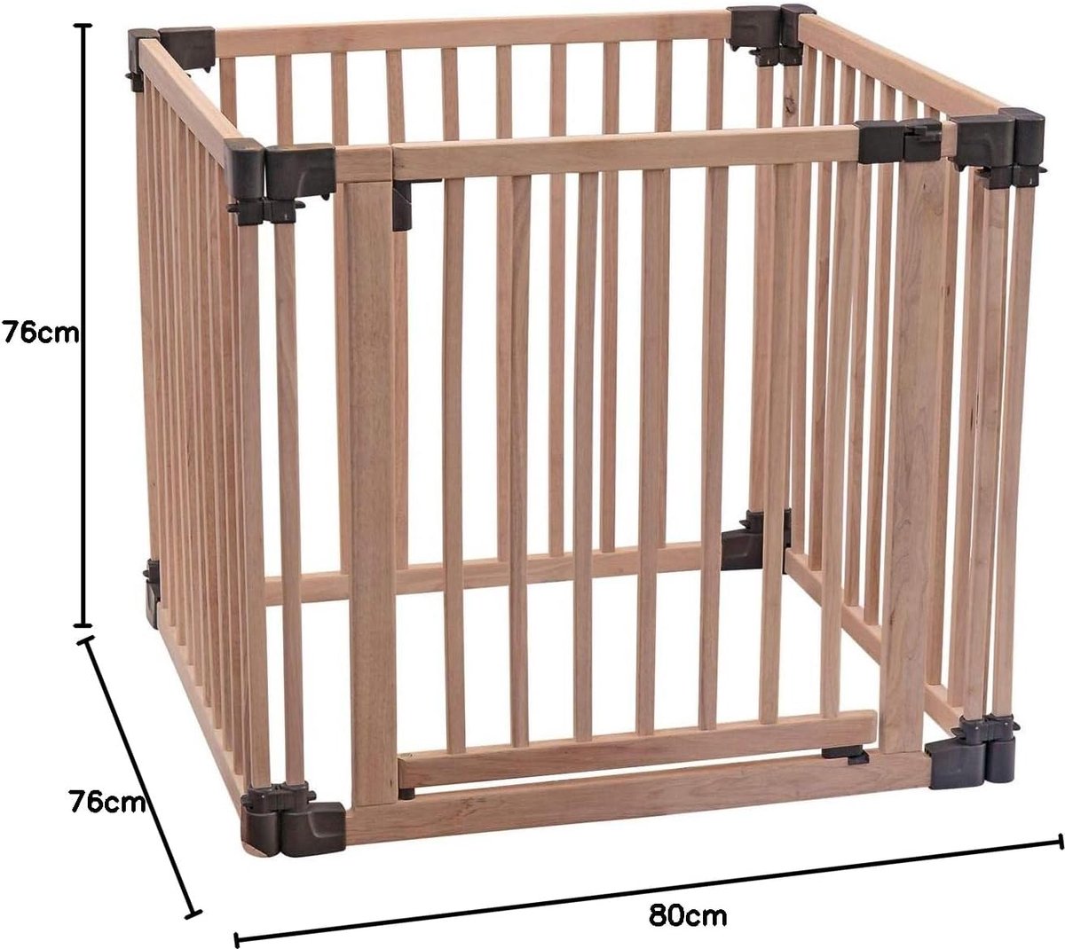 Houten Huisdierenpen, 80cm x 80cm, Natuurlijk Hout, Hondenpen voor Huisdieren Honden en Puppy's, Puppyren, Hondenspeelruimte, Eenvoudige Installatie
