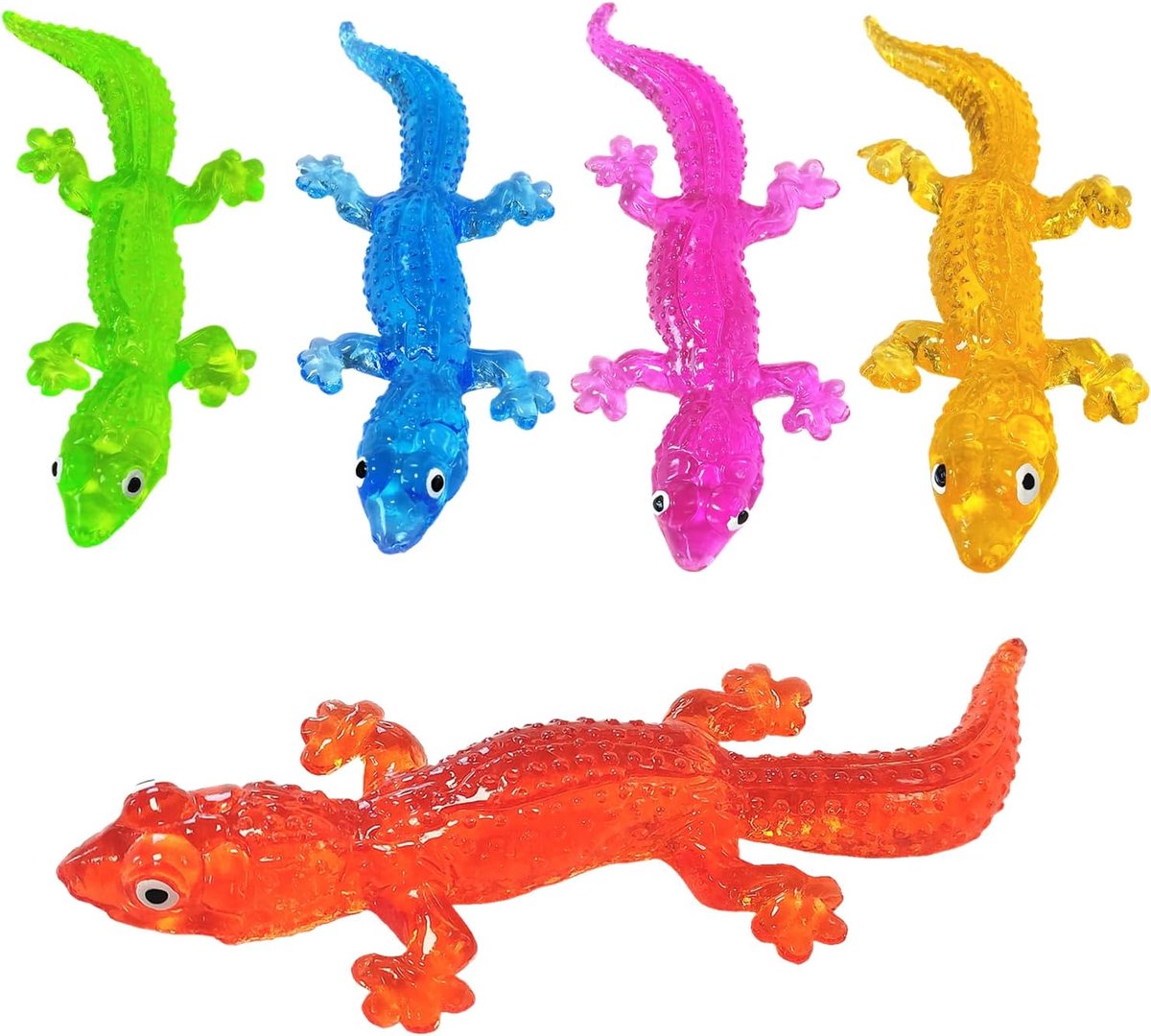 5 stuks Transparent Series Lizard Mochi Squishy met kleurverloopreeks, sensorisch knijpspeelgoed, kinderverjaardagscadeau, feestgunsten, klaslokaalbeloningen, goody bag stuffers