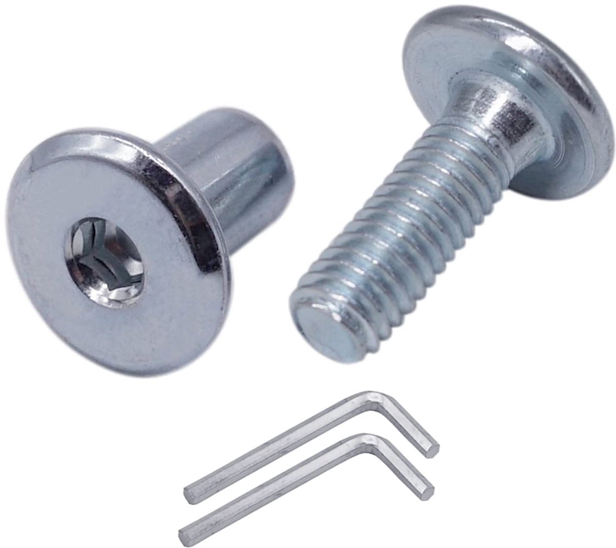(Pack van 30 stuks) Verzinkt stalen gezamenlijke connectorbouten M6 x 20 mm met moeren, meubelconnectorbout, zeskantinbussschroeven (30, M6 x 20 mm (met moeren)