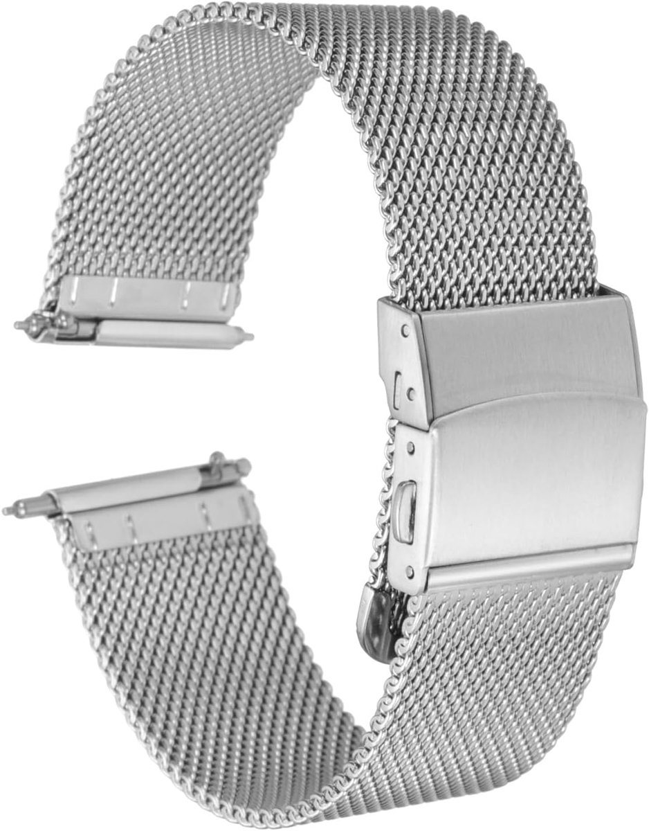 Horlogebandje van roestvrij staal, metalen horlogebandjes, snelsluiting, verstelbare vouwsluiting, reservearmband voor heren en dames