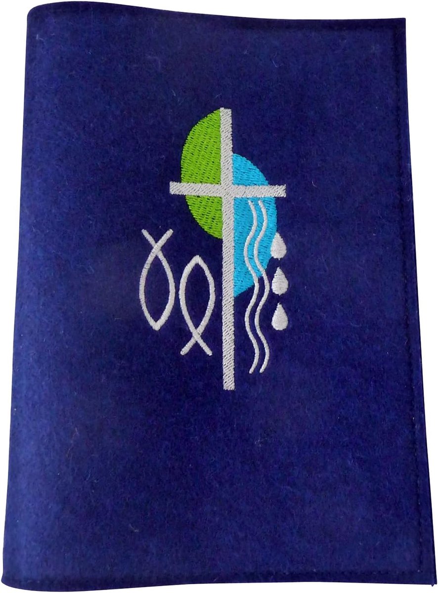 Insteekhoes van wolvilt donkerblauw met grijs/blauw/groen motief, blauw