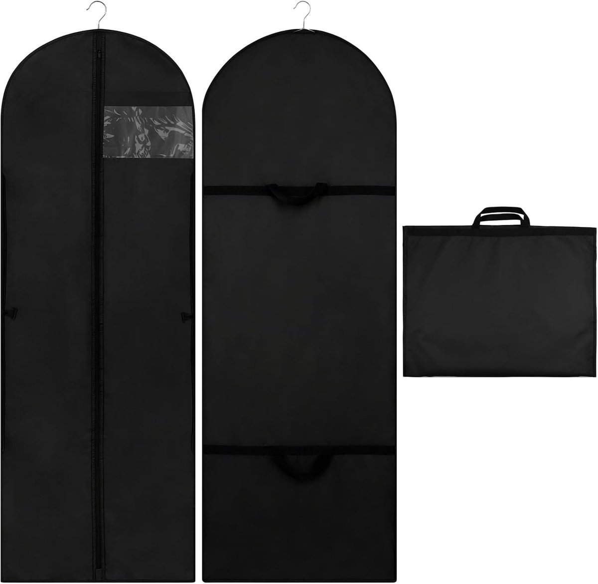 Kledingzak voor op reis, 100 x 60 cm, 2 stuks | Zwarte kledingzak, stofdicht, opvouwbaar, handvat, waterdicht, vochtbestendig, voor jassen, overhemden