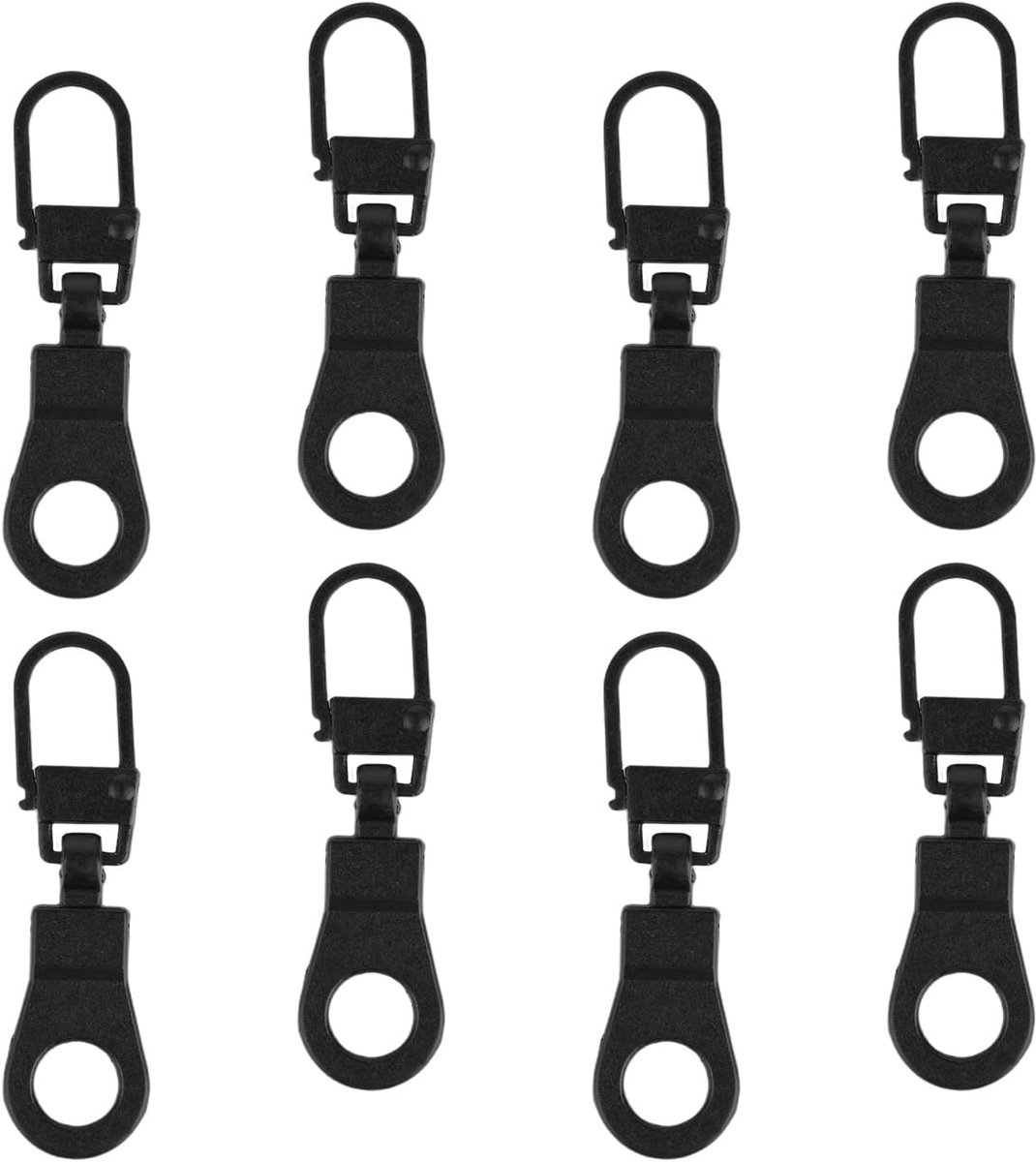 8Stk Rits Trekker Vervanging, Afneembare Ritskop-Trekkers Schuifje Metalie Ritslip Herstel Handgreep Reparatie Bevestiger Koordverlenger voor Kleding Rugzak Jassen Broeken Laarzen (Zwart)