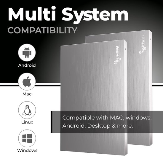 Externe Harde Schijf - Draagbare Opslag HDD - Bestanden Opslaan - Zakformaat Aluminium - 25 inch - Zilver — afbeelding 4