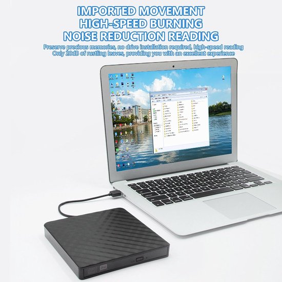 Externe Optische Drive - Schijflezer CD DVD - Data Back-up Maken - Dubbele USB C en 3.0 - 12 cm — afbeelding 4