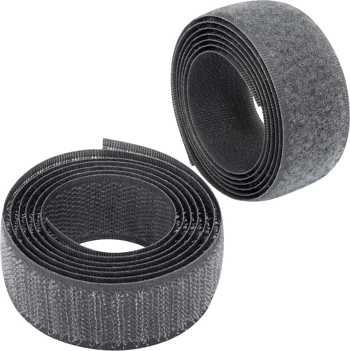 C65949 Krabband/rol, 25 mm, 1 m, zelfgrijpend, organizer/kabelbinders, koord, tas, kleding, riemen, kleur: donkergrijs, van polyamide en polyester
