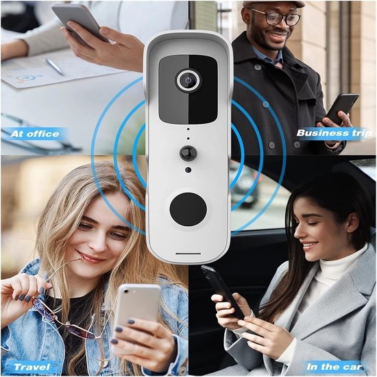 Slimme Deurbelcamera - Video Intercom - Huisbeveiliging Thuis - Waterdicht Design - 50m Bereik - Wit — afbeelding 3