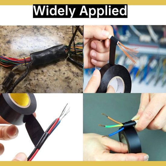 Isolatietape, 6 rollen isolatietape, zwarte plakband, waterdicht lassen voor elektriciens, slang, noodreparatie, kabelisolatie — afbeelding 3