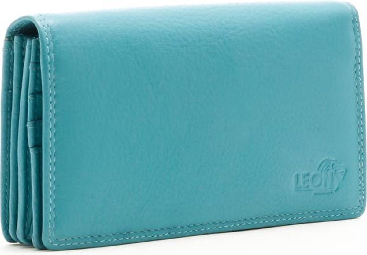 Portemonnee dames - lichtblauw - leer - stijlvol en handig - SnelShoppen