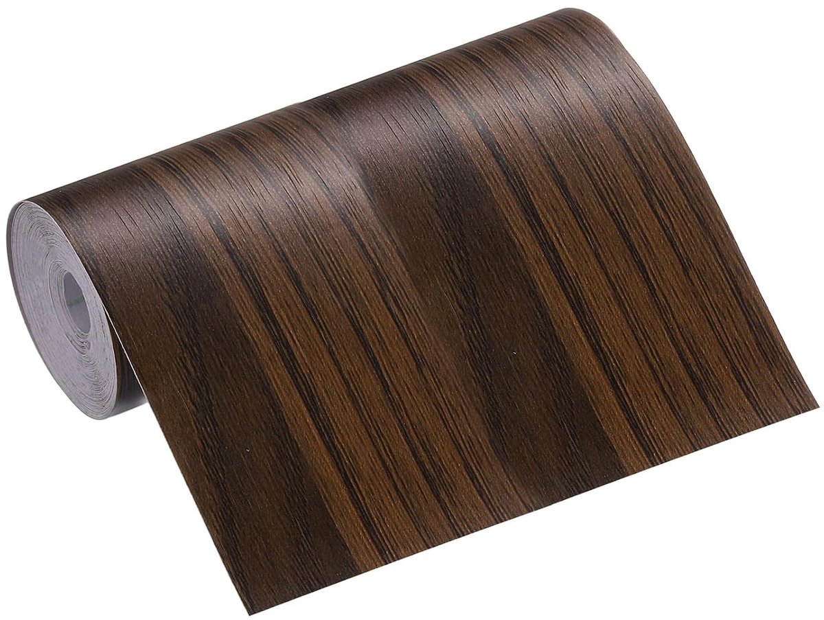 Reparatietape, 10 cm x 4 m, zelfklevende houtnerfband, veelzijdige behangrandlijst voor meubels, vloeren, ramen, deuren, tafels, thuis, zwart/bruin