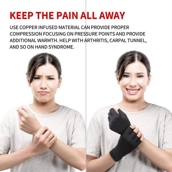 Compressie Artritis Handschoenen, Beste Koper Infunded Handschoenen voor Vrouwen en Mannen, Pijnverlichting en Genezing voor Artritis en Carpal Tunnel, 1 paar, Zwart (Small) — afbeelding 2