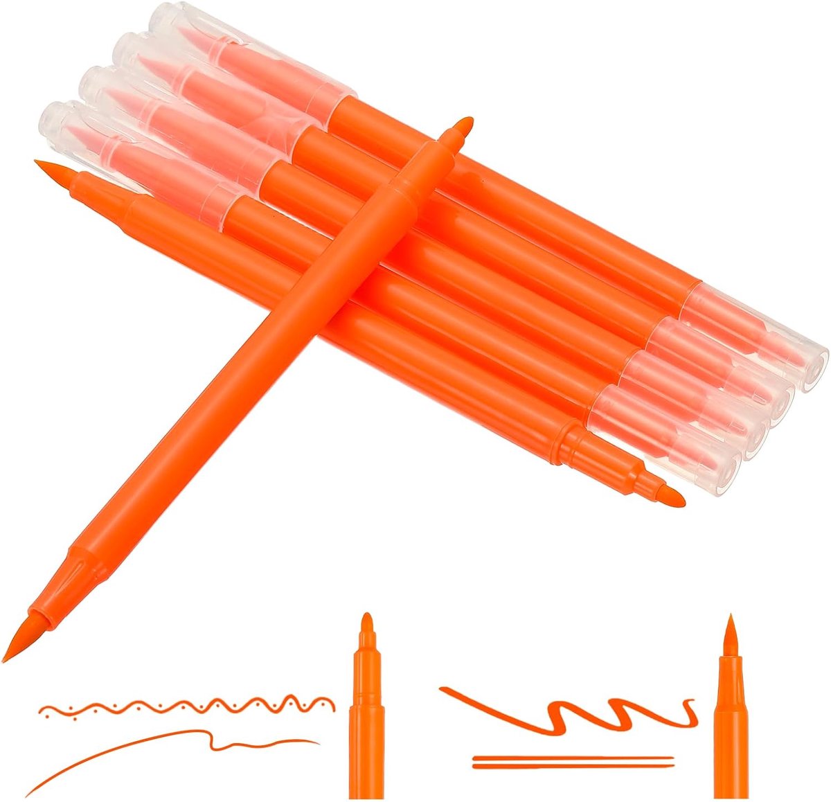 Markers, lichtoranje fijne en penseelpunt pen kunstenaar gekleurde markeerset benodigdheden voor volwassen kleurboeken belettering journaling kalligrafie tekening Doodling, 6