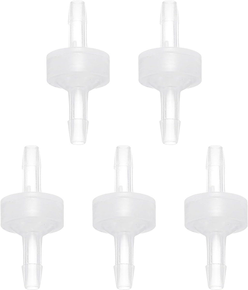 Terugslagkleppen, 3/16 inch (4 mm) doorvoerslangaansluiting in spaken van PP-kunststof voor gas, vloeistof, lucht, water, tankpomp