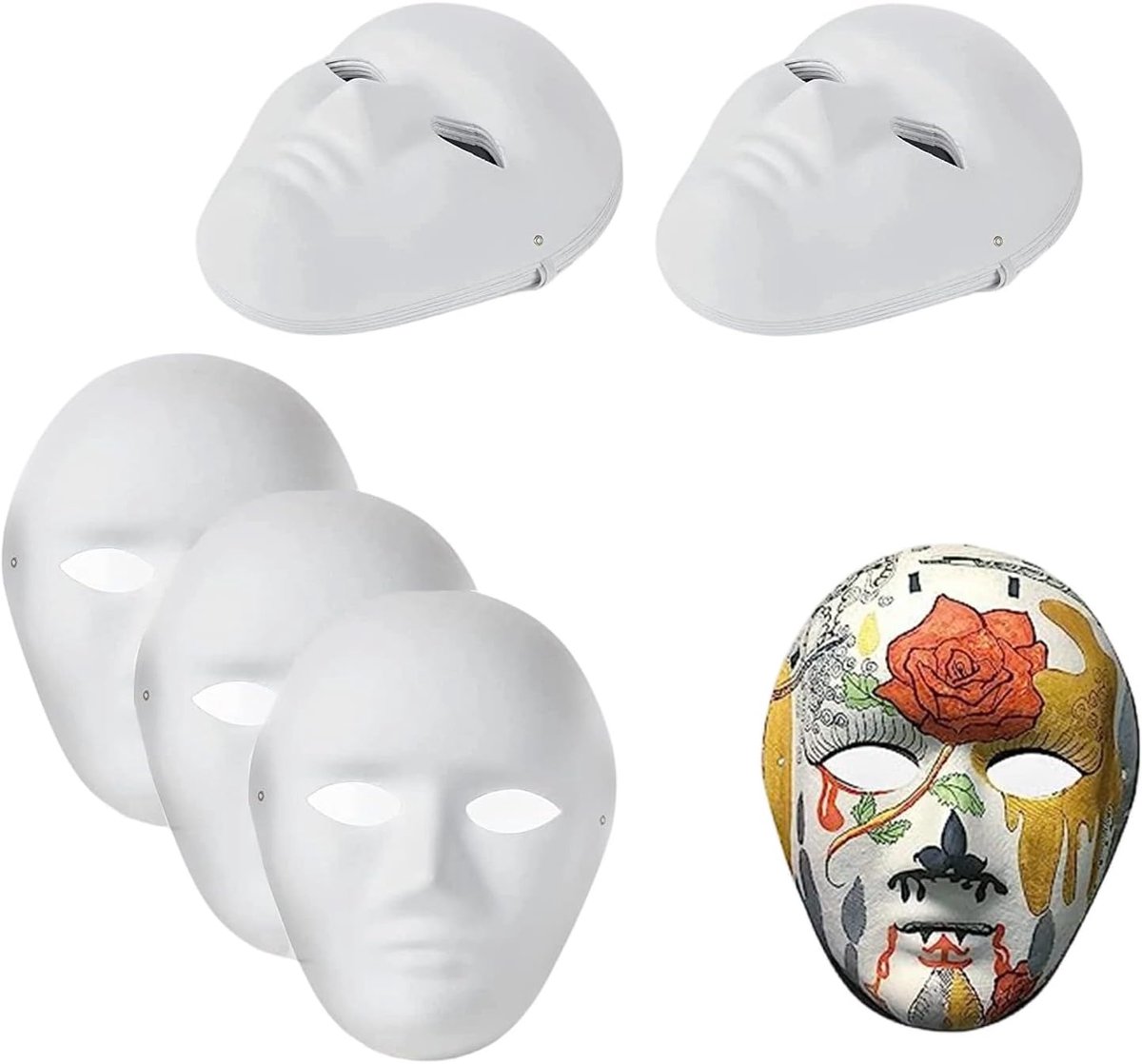 Maskers van Karton om te Beschilderen, Witte Maskerade-maskers, Overschilderbare Papieren Maskers voor Carnaval, Cosplay, Halloween Party