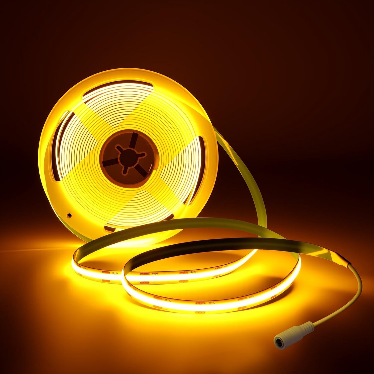 Pen 12 V COB ledstrip, goudkleurig, 5 m, 320 leds/m, dimmer, COB-lichtstrip, flexibel, geen lichtpunten, IP20, voor kast, slaapkamer, huisverlichting (zonder voeding)