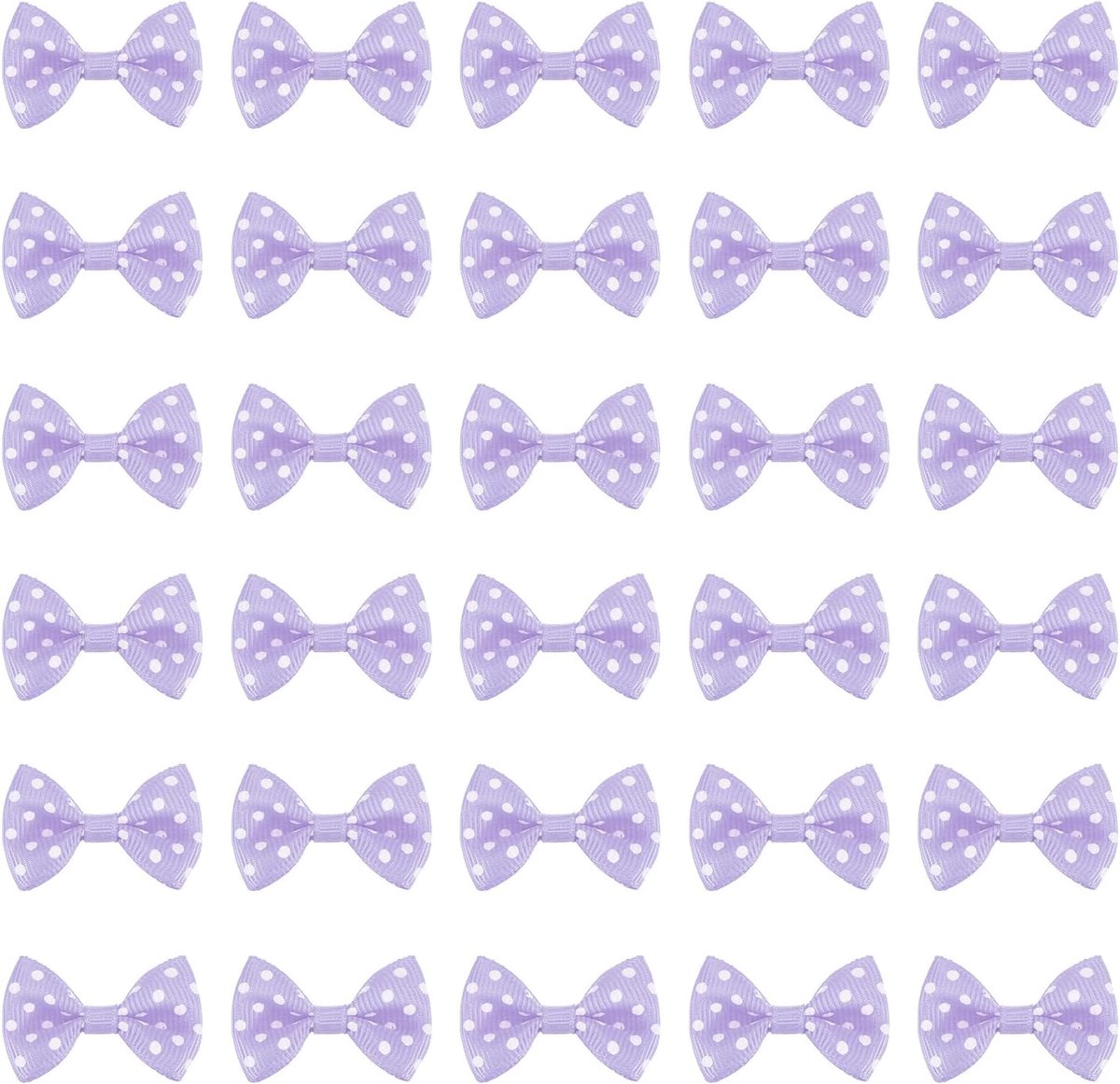 50 stuks lichtpaarse vlinderdassen met witte stippen 3,5 cm x 2,5 cm mini-strikken voor het maken van kleine satijnen strikken, groothandel voor doe-het-zelf naaien, cadeau, bruiloft