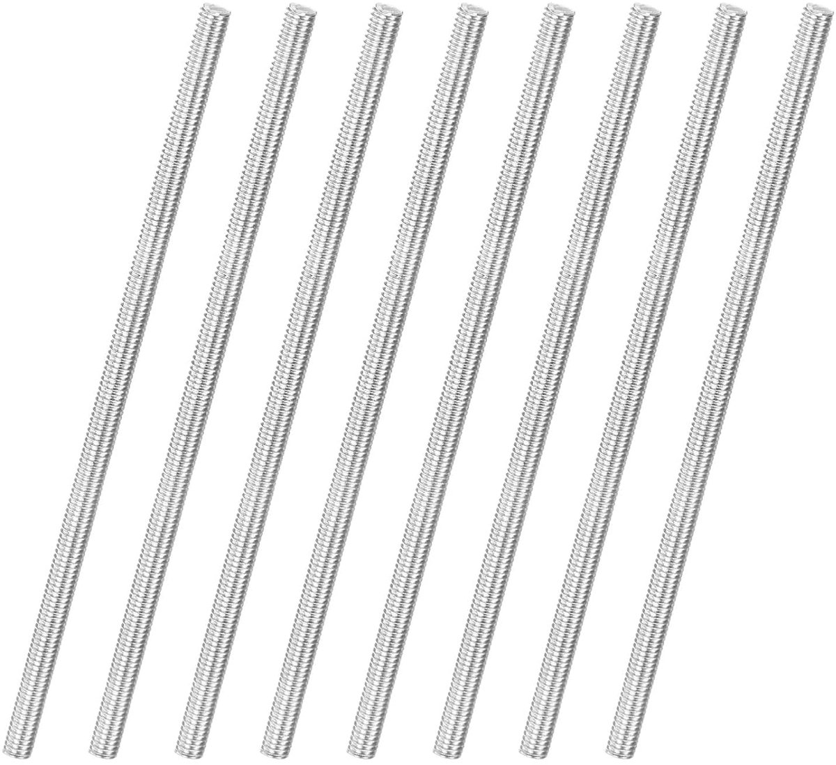 METERXITY 8 stuks complete draadstangen, M4 x 100 mm, roestvrij staal 304, rechte draadstang voor meubelankerbouten/kassen/U-bouten, metrische schroeven met schroefdraad