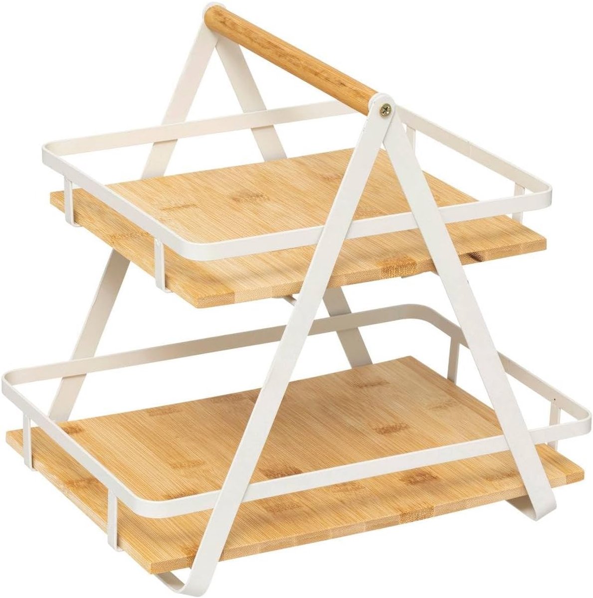 2-laags plank met bamboe handvat - multifunctioneel - modern design - perfect voor opbergoplossingen - SnelShoppen
