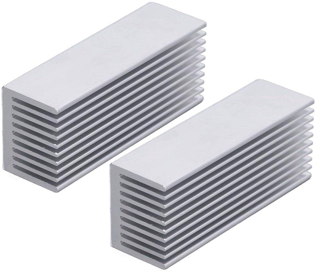Koellichaam, compact formaat 2 stuks 100x40x30mm eenvoudige installatie corrosiebestendige koelvinnen voor voedingsbord voor elektronische chip(Met warmtegeleidende lijm)