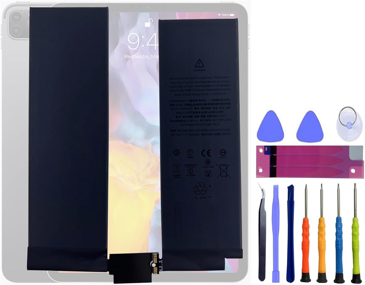 Vervangende batterij A2224 - geschikt voor iPad Pro 11 2e generatie - inclusief gereedschap - eenvoudig te vervangen - ShopVlot