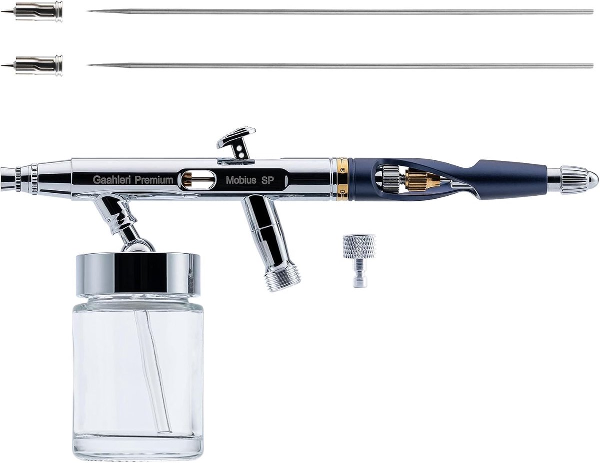 Airbrush met lage druk 15 psi - Mobius Fließsystem - Grote MAC nozzle - Fijnere resultaten - ShopVlot