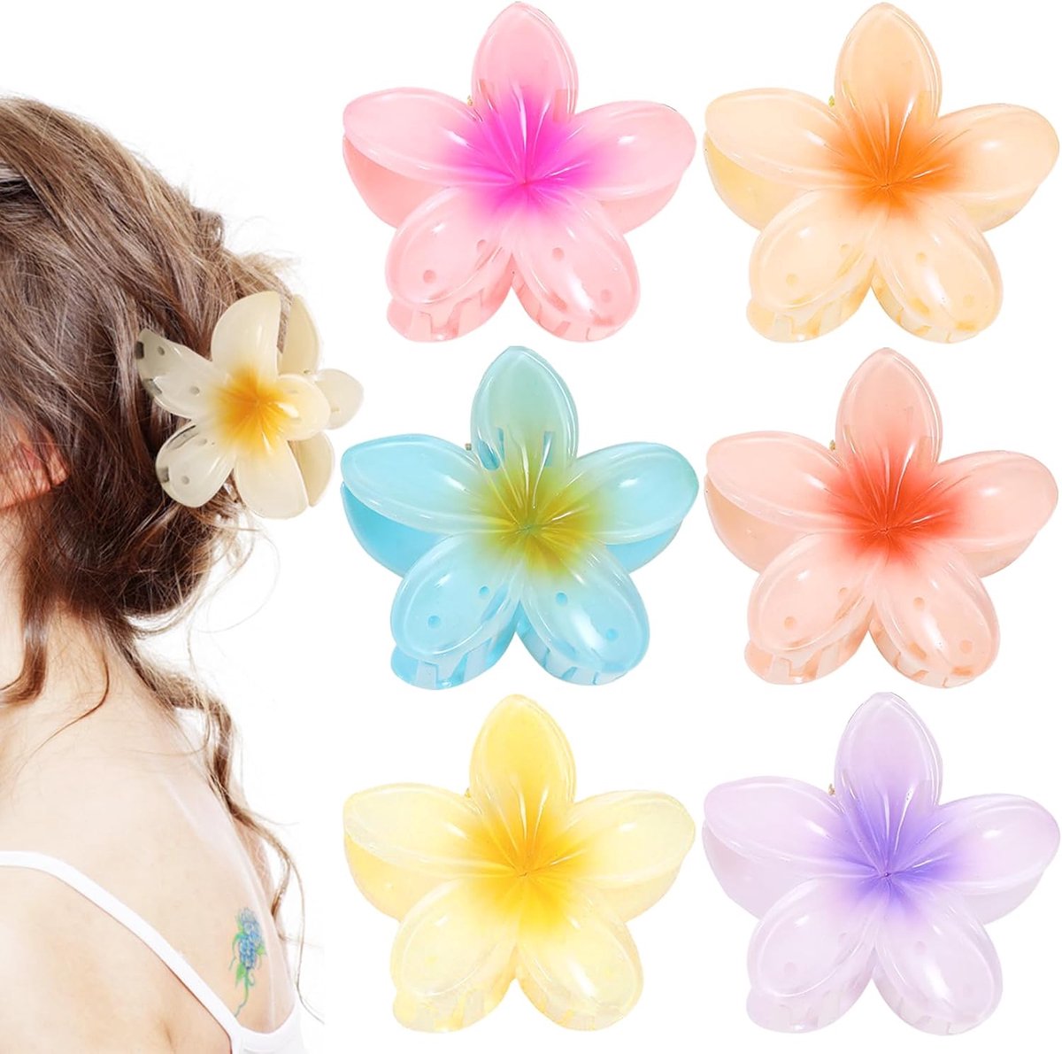 Haarklemmen Eierbloem 6 Kleuren - Plastic Antislip Haarclips - Voor Diverse Hairstijlen - Ideaal voor Elke Gelegenheid - ShopVlot