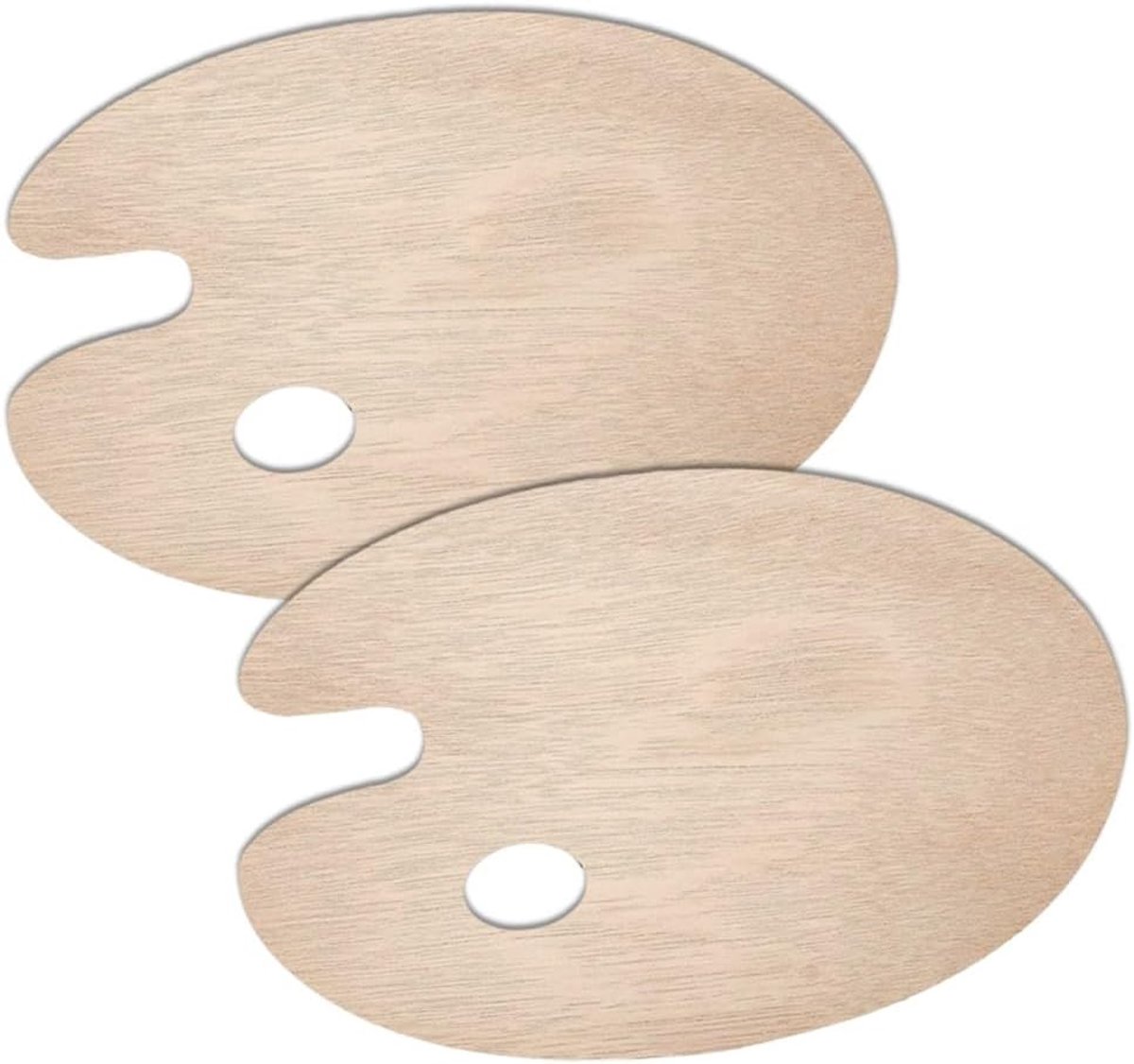 Verfpalet 2 Stuks - Houten Ovalen Mengpalet - Ergonomisch met Duimgat - Perfect voor Schilderen - ShopVlot
