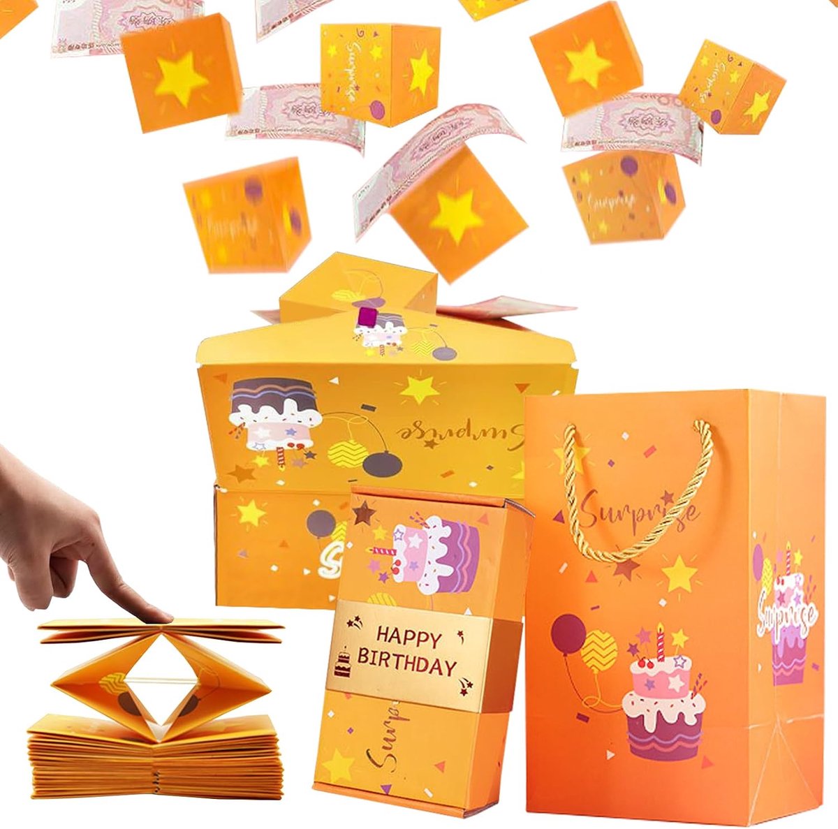 Kerstverrassing explosie geschenkdoos - pop-up verrassing - 12 kleine kerstdozen - snel op te zetten - ShopVlot