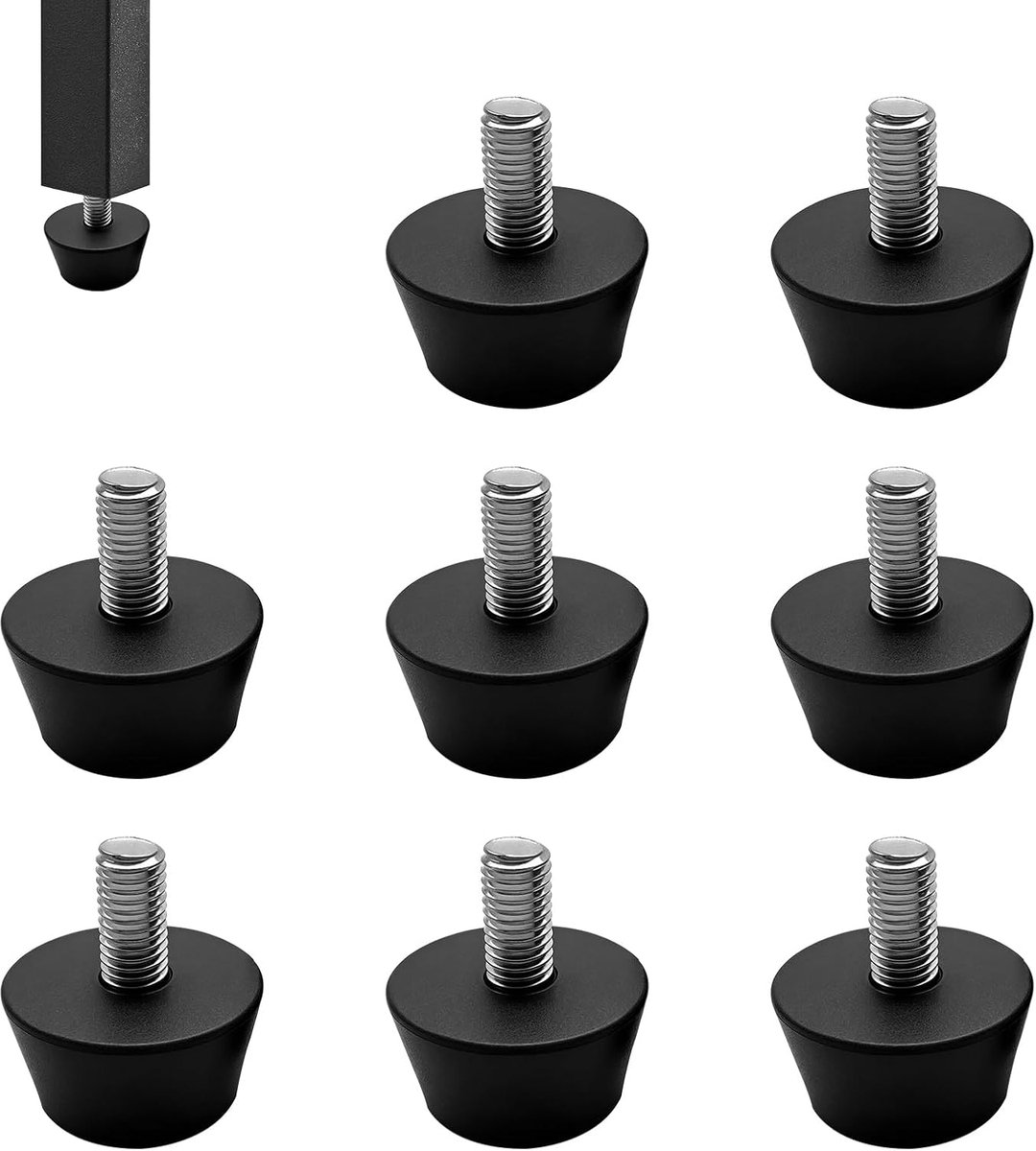 Rubber voeten M10 x 32 mm - schroefbaar - rubberen demping - voorkomt krassen op de vloer - ShopVlot