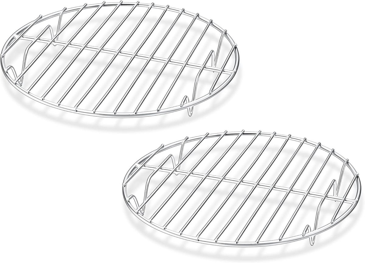 Koelroosters set van 2 - RVS - 19,2 cm - Ideaal voor het afkoelen van gebakken lekkernijen - ShopVlot