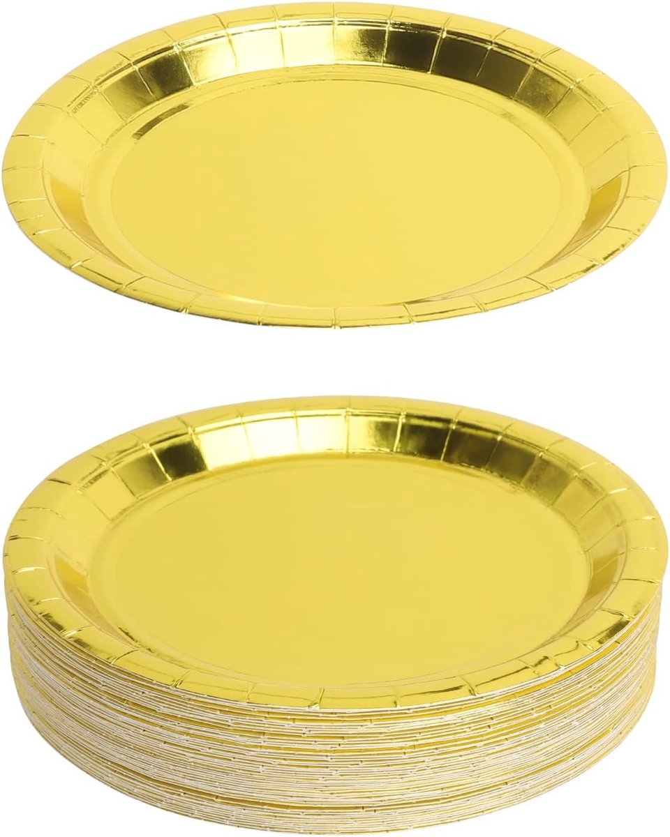 Papieren dessertborden voor kinderen - goudkleurig - stevig en decoratief - ideaal voor verjaardagsfeesten - SnelShoppen