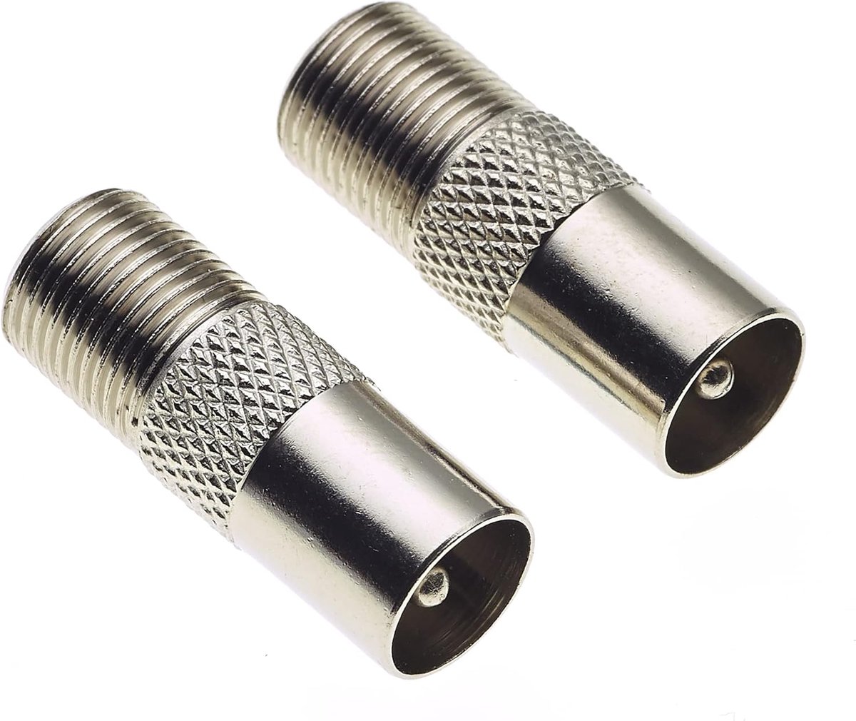 TV Coaxiale Plug naar F Type Socket Adapter - Pack van 2 - Verlengconnector - Ideaal voor TV-installaties - ShopVlot