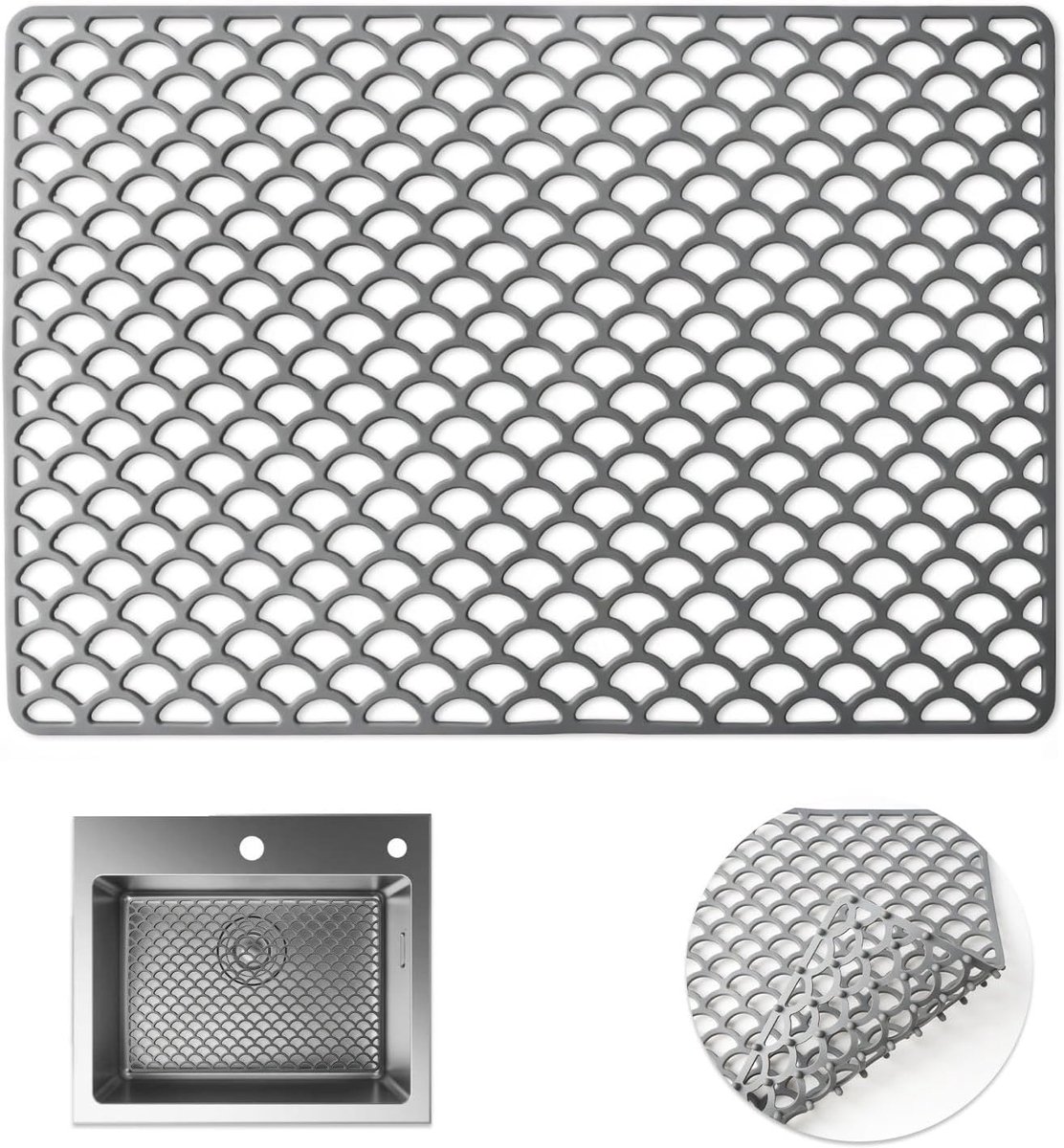Spoelbakmat 42 x 31 cm - siliconen - antislip met waterafvoer - optimale bescherming voor de gootsteen - ShopVlot