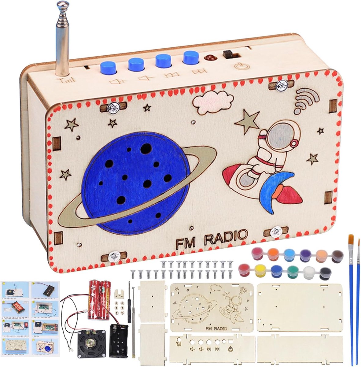 Radio bouwset - DIY houten radio - Bouw je eigen FM radio - Leuk voor kinderen - ShopVlot