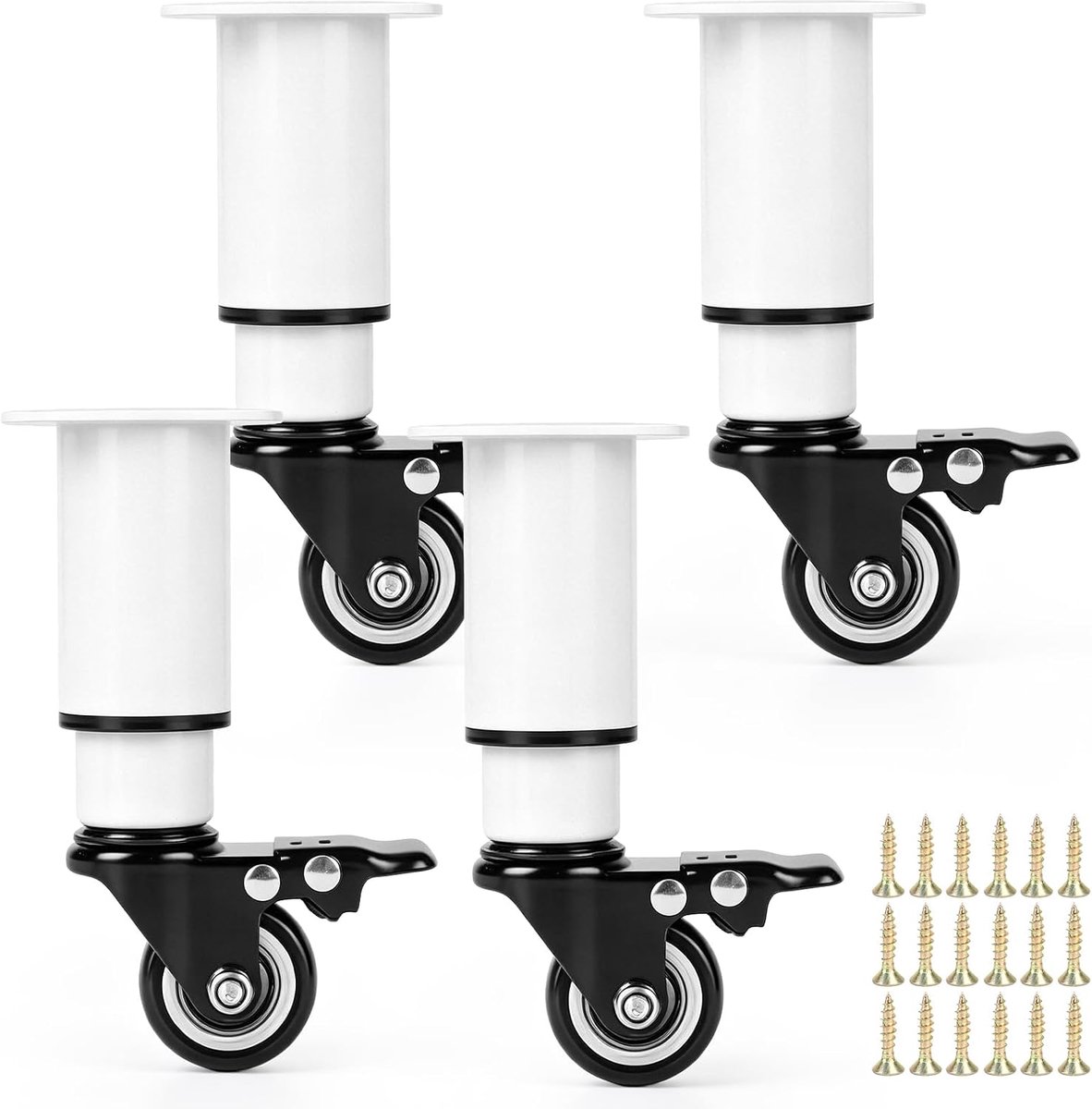 Meubelpoten verstelbaar 14-16cm - Met wielen - 360° draaibaar - Perfect voor tafels - ShopVlot