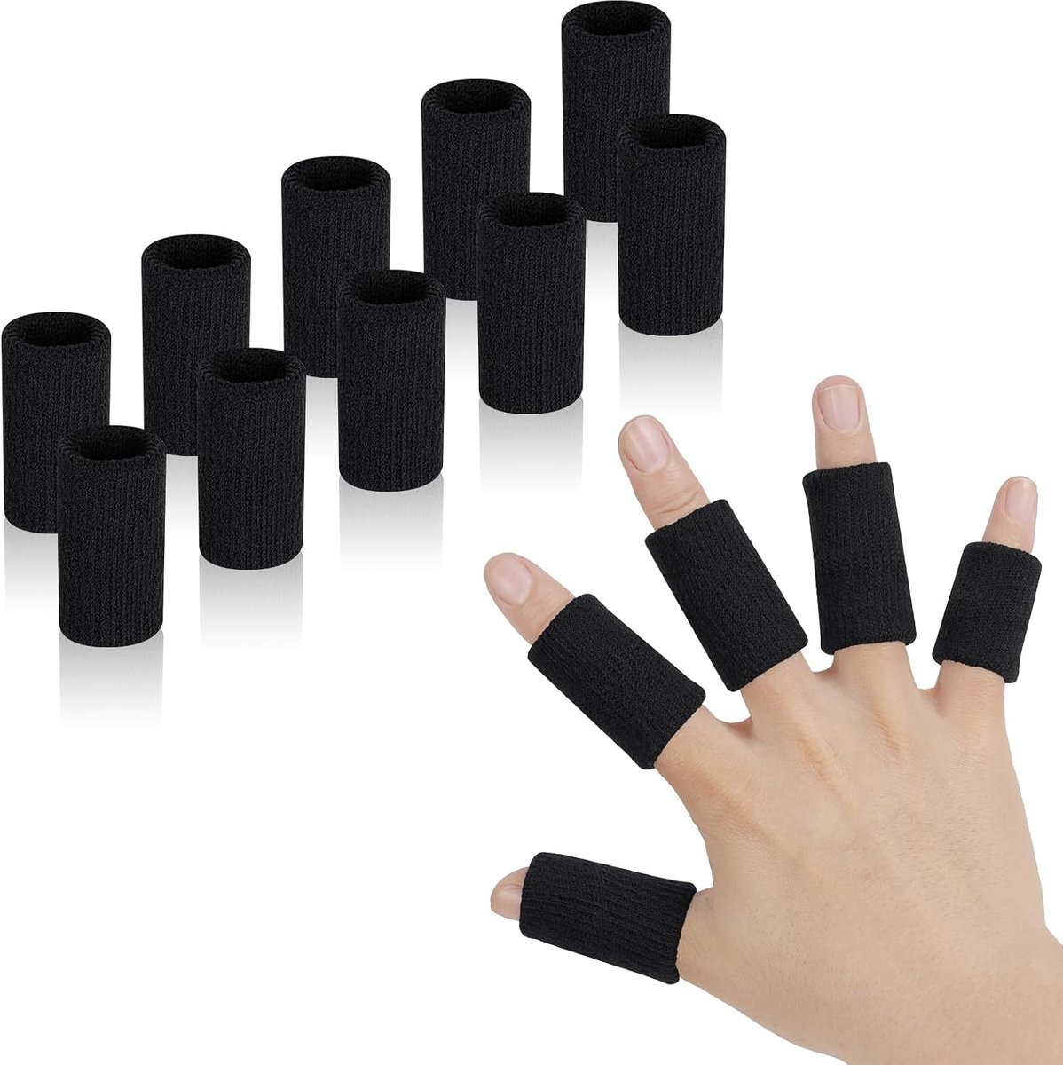 Vingerbescherming Set van 10 - Zwart - Comfortabel - Ideaal voor sportactiviteiten - ShopVlot