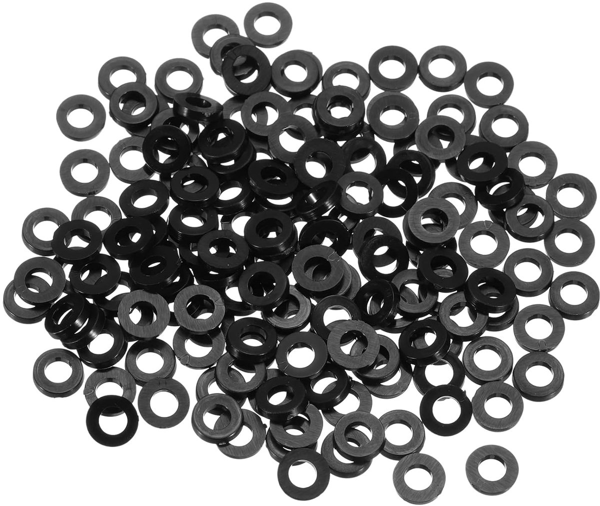Platte schijven, 5 mm ID, 8 mm OD, 1 mm dik, kunststof afstandhouders voor schroeven, bouten, tuinkraan, sanitaire reparatie, zwart