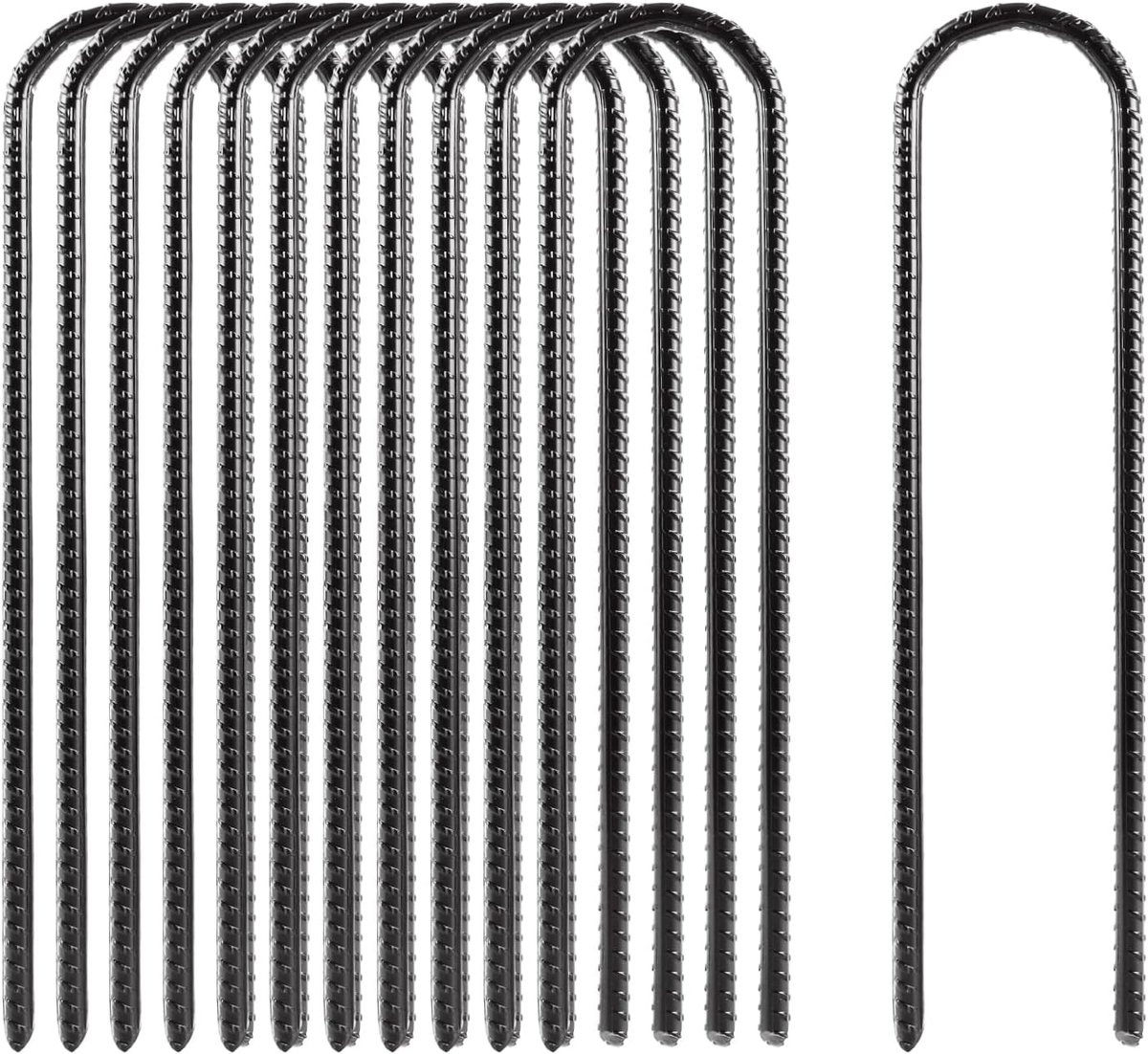 12 stuks grondankers, trampoline, 30 cm grondankers, trampoline, U-vormig verzinkt, tentharingen, trampolinehaken, tentharingen, stormtentharingen voor bevestiging van hekken, camping, dikte
