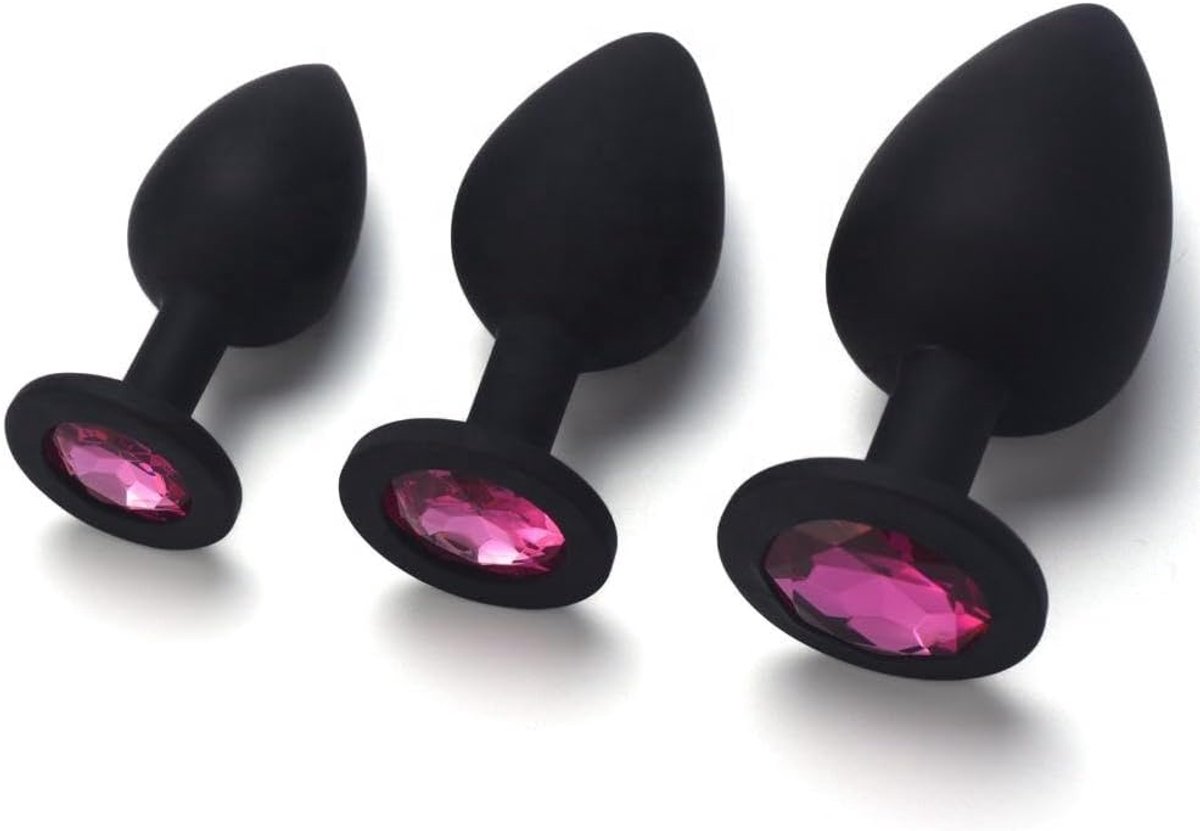 Butt plug set - 3 maten - siliconen - voor spannende momenten - SnelShoppen