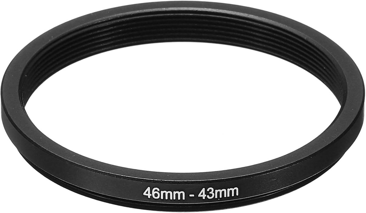 46mm-43mm Metalen Stap Down Ring, Camera Lens Filter Adapter Ring Aluminium Filter Adapter Ring voor Camera Lenzen Hood, Zwart