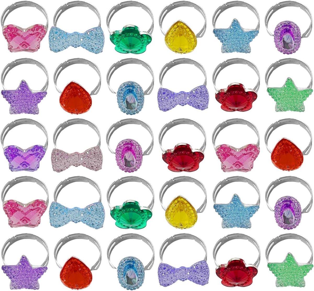 Ringen voor kinderen, strassringen, schattige ringen, speelgoed voor meisjes, cadeaus voor kinderen, accessoires voor kinderspelletjes.