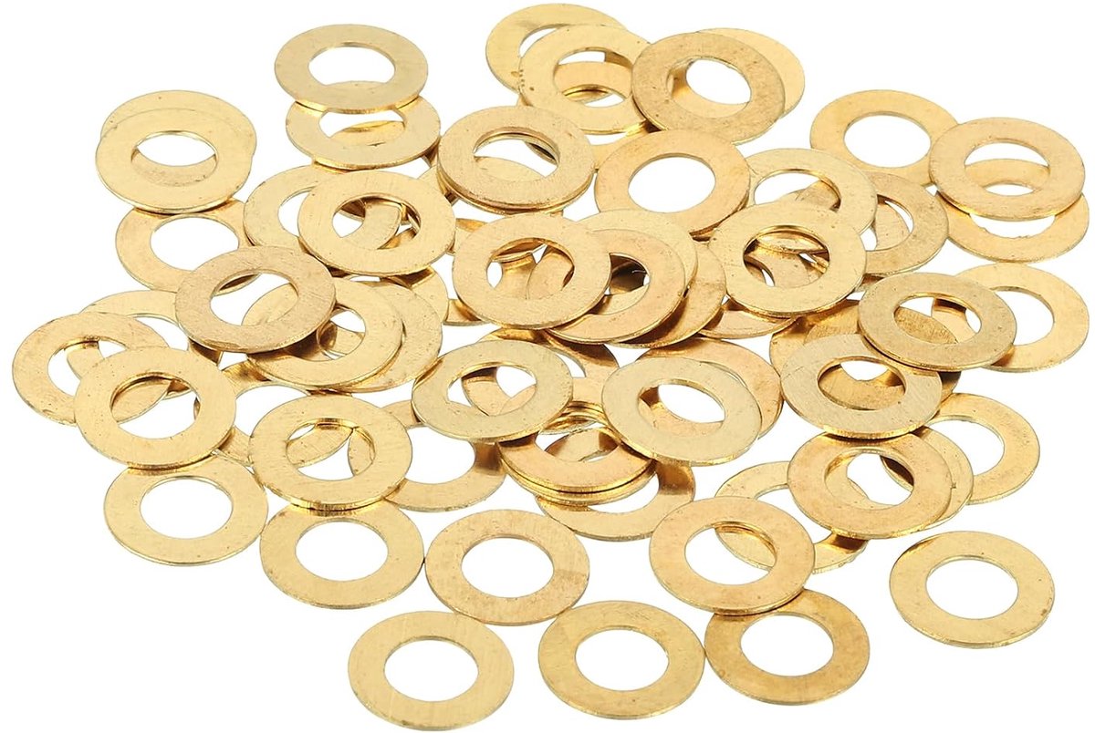 110 stuks sluitringen van messing, M5, koper, voor schroeven, ID 5 mm, buitendiameter 10 mm, dikte 0,5 mm, voor reparatie van machines en bouwwerkzaamheden