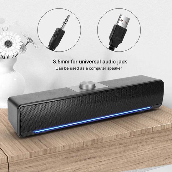 Mini Soundbar - Muziek Speaker - Desktop Audio - DSP Bass Technologie - Draadloos - Zwart van MINI — afbeelding 5