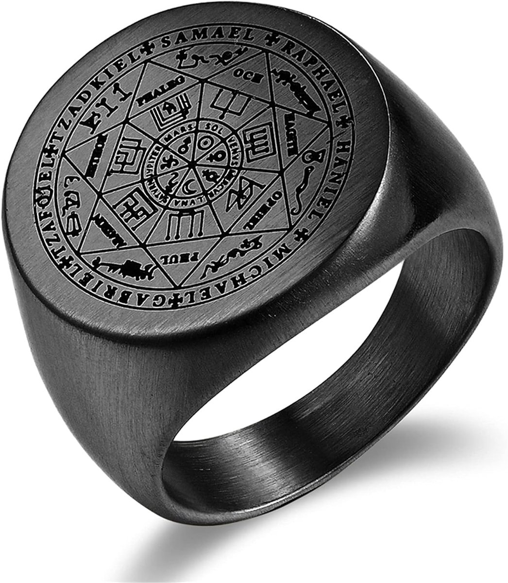 Herenring van roestvrij staal Vintage Seven Angel Ring Secret Star Rune